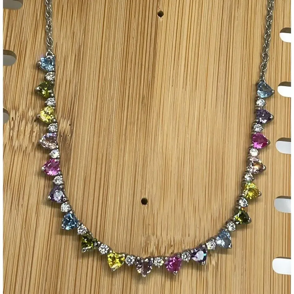 Sterling Silver 'Endless Love' Heart Necklace Stunning Fashion Trendy Glam NEW
